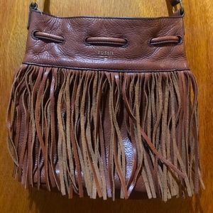 Fossil fringe cross-body purse